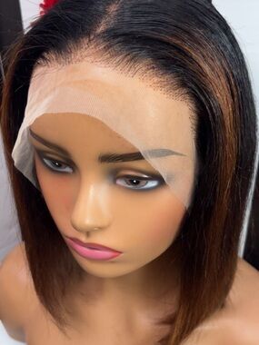 12 inch lace frontal bob wig 
Ombre